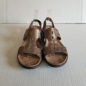 Clarks Collection Size 9.5 bronze soft cushion sandals Adjustable Hook Loop